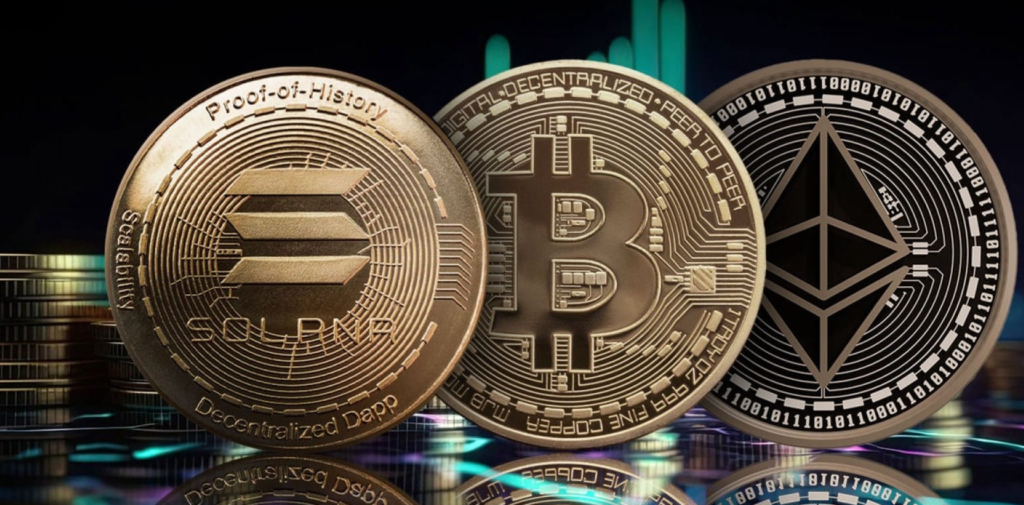 Bitcoin Ethereum and Solana